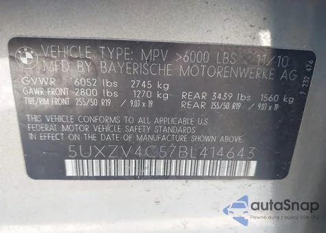 2011 BMW X5 xDrive35I/xDrive35I Premium/xDrive35I Sport Activity from USA, damaged, VIN 5UXZV4C57BL414643